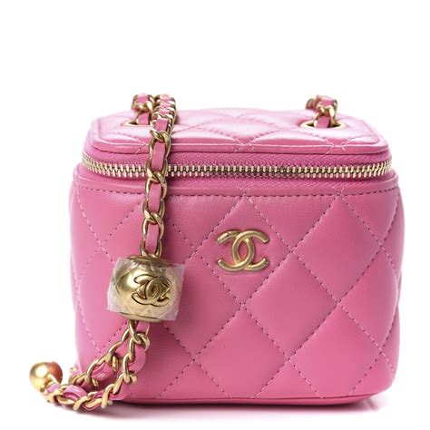 CHANEL Lambskin Quilted Small Timeless Camera Case Pink 